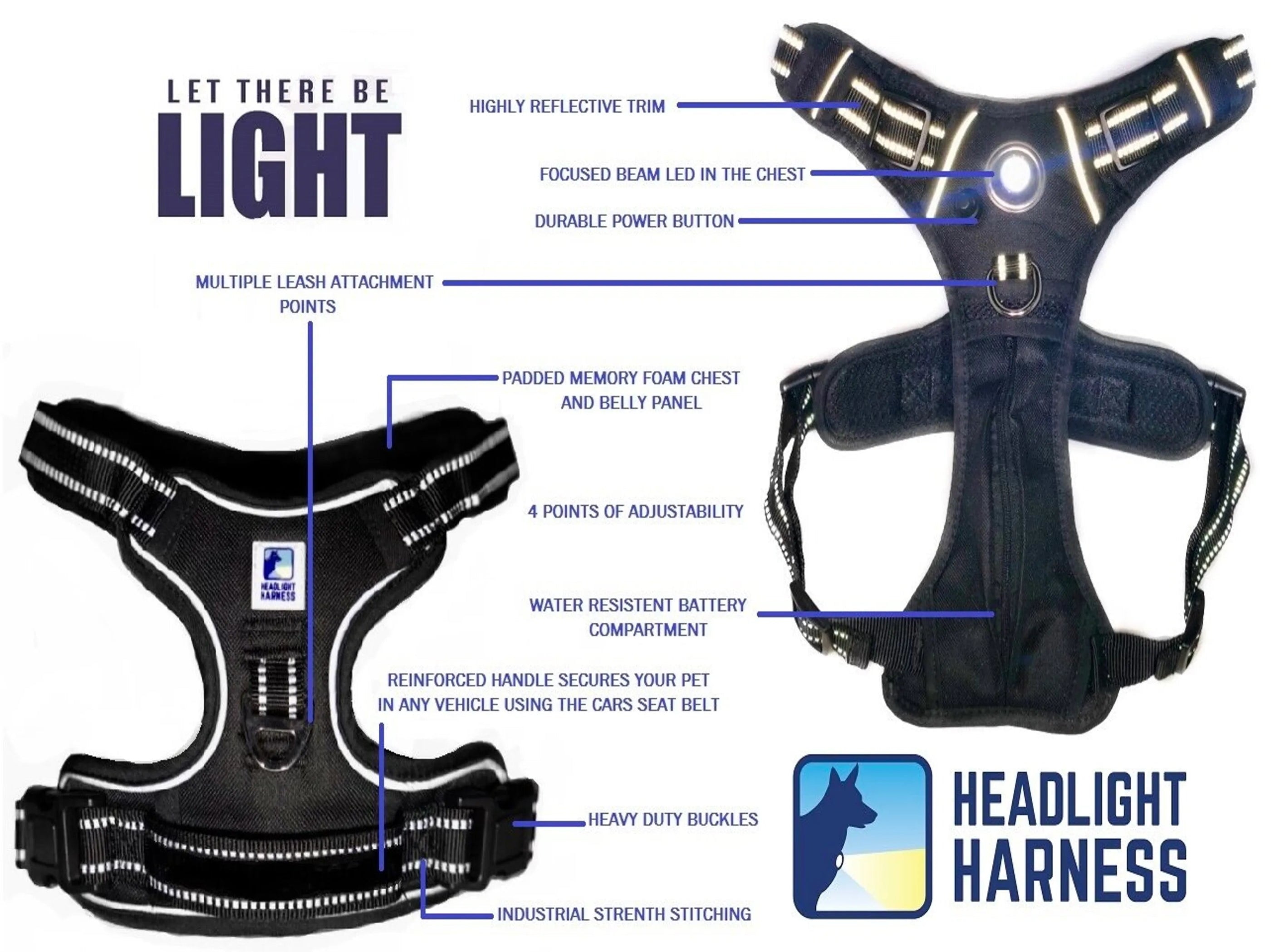Pet Harness with Built In LED Light (6 Colors Available)