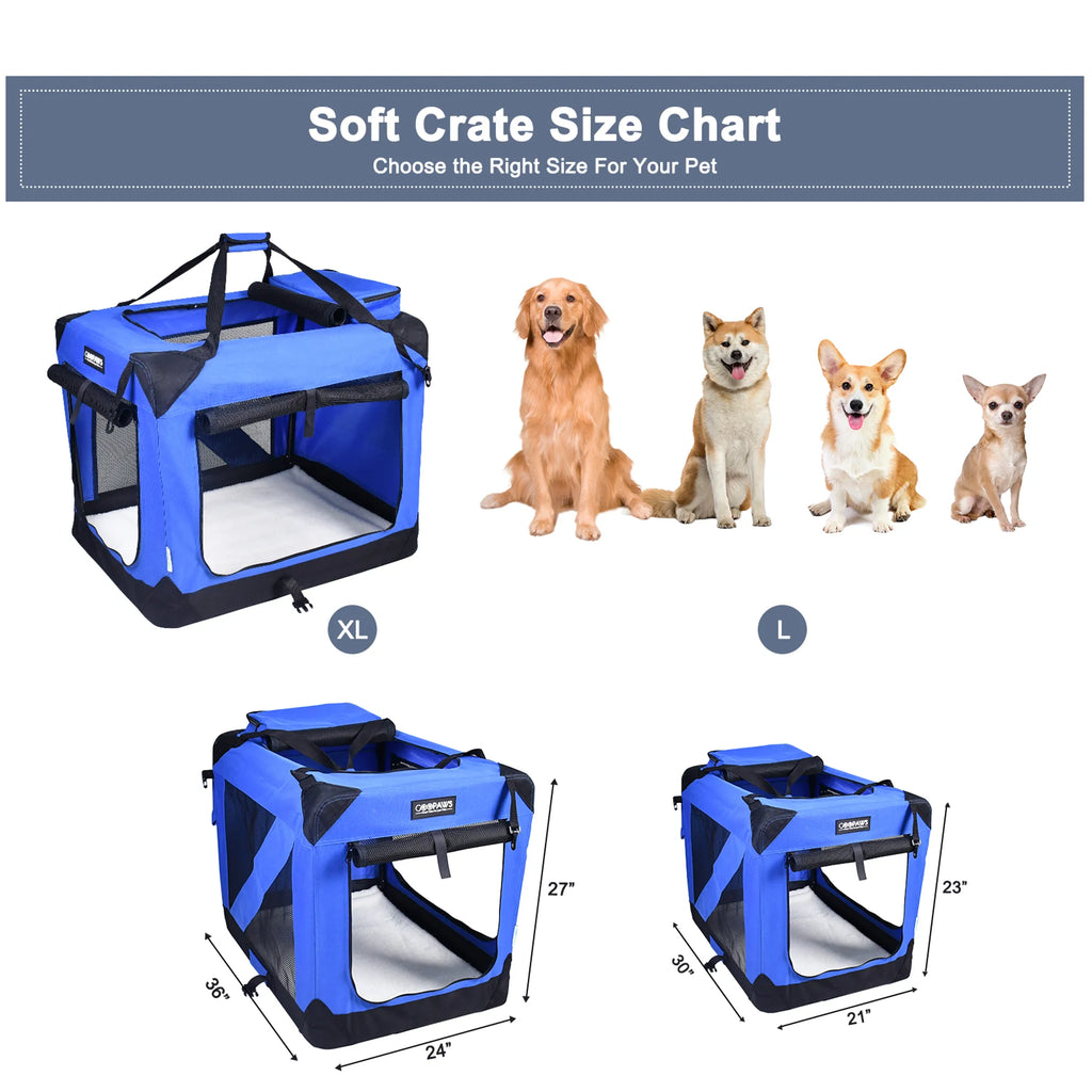 3 Door Soft Sided Folding Travel Pet Carrier (4 Color Available)