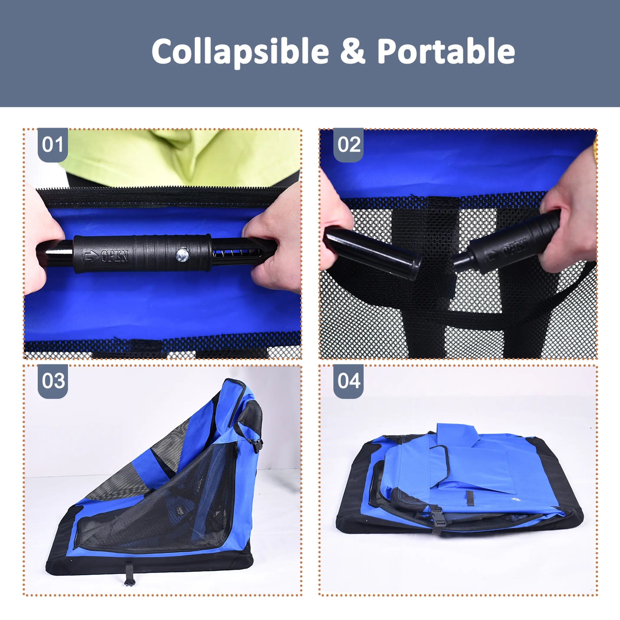 3 Door Soft Sided Folding Travel Pet Carrier (4 Color Available)