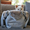 Susan Lanci Designs | Platinum Glitzerati Double Nouveau Bow Luxury Carrier with Fur Trim