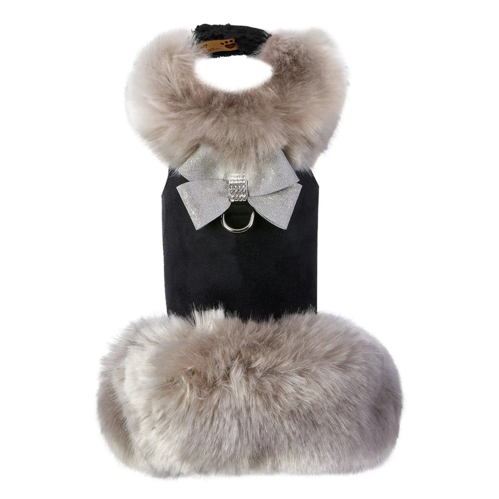 Susan Lanci Designs | Platinum Glitzerati Nouveau Bow Silver Fox Faux Fur Coat