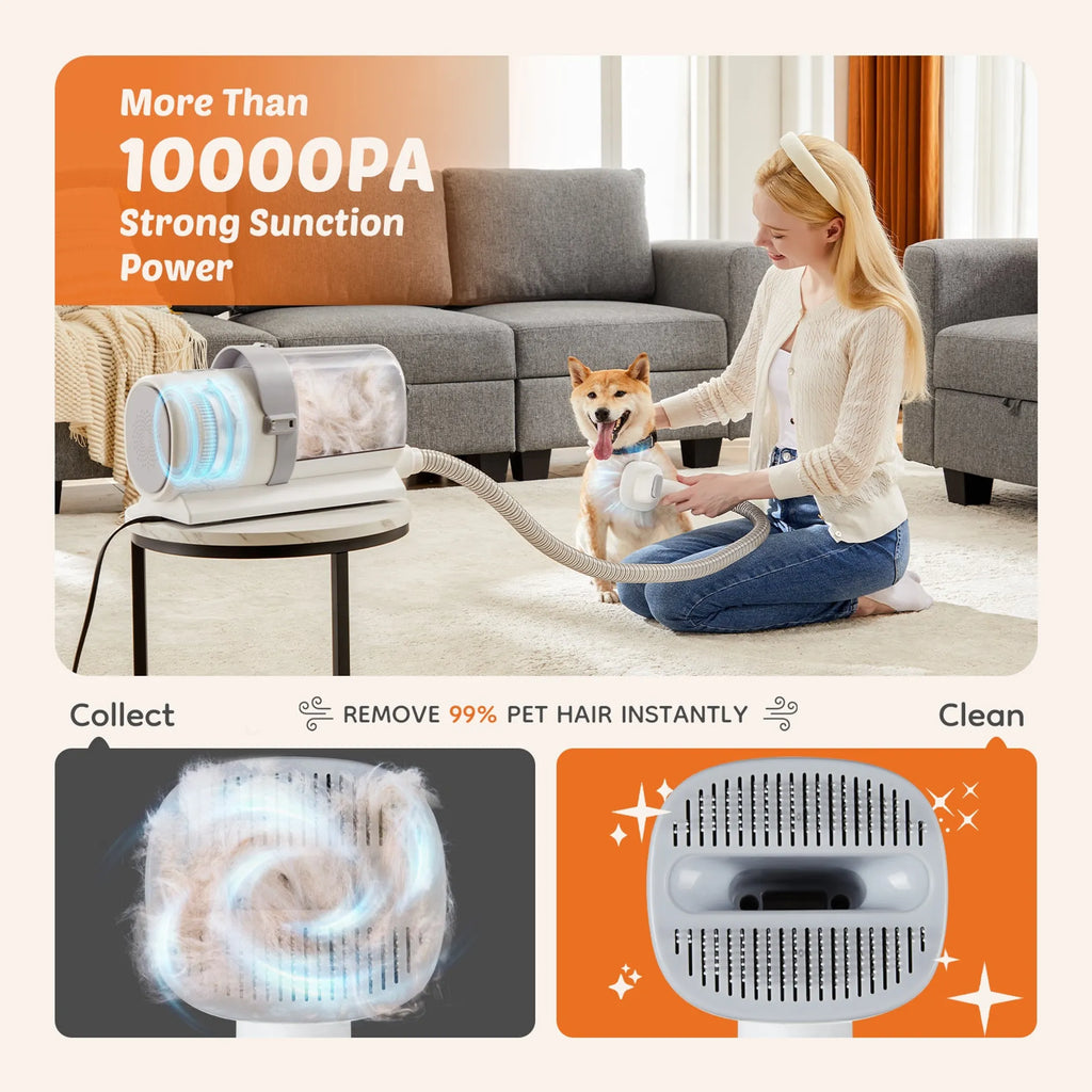 Pet Grooming Clippers with 2.5L Cup, 3 Suction Modes