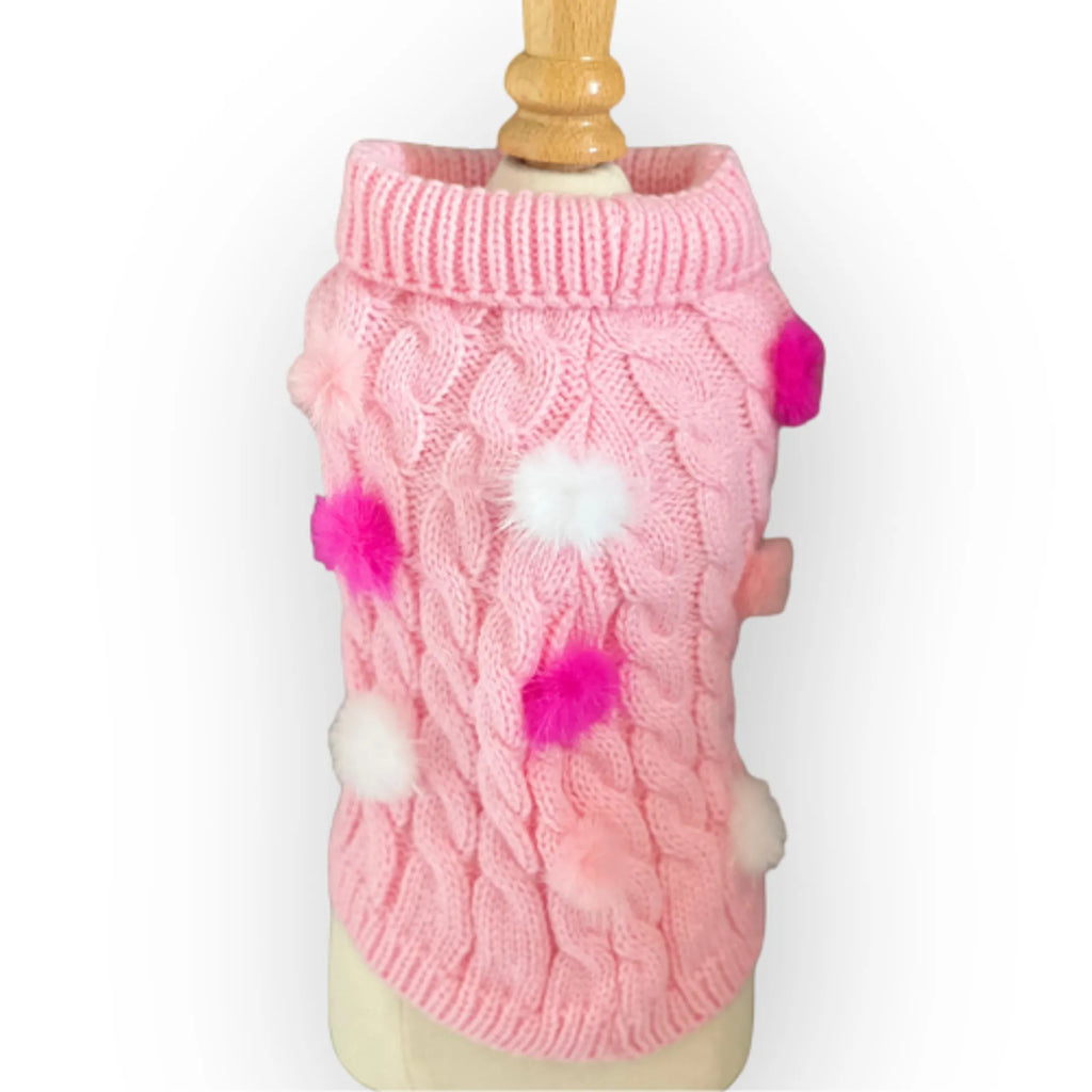 Mink Pom Knit Pet Sweater