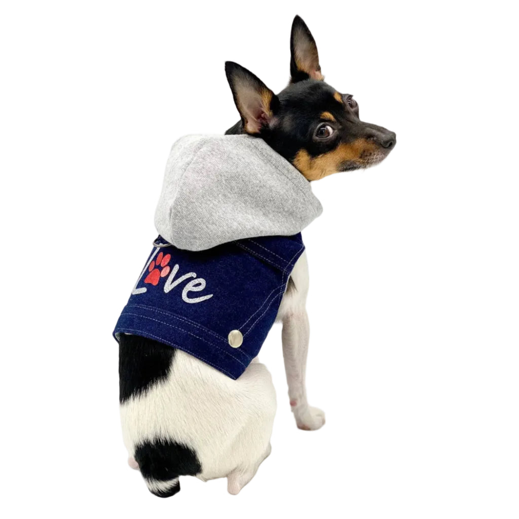 Denim Hoodie "Love" Harness Vest