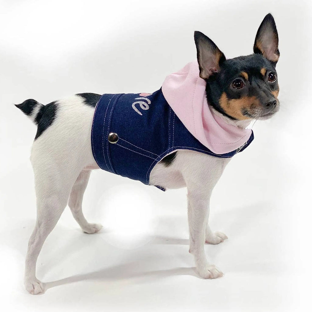 Denim Hoodie "Love" Harness Vest