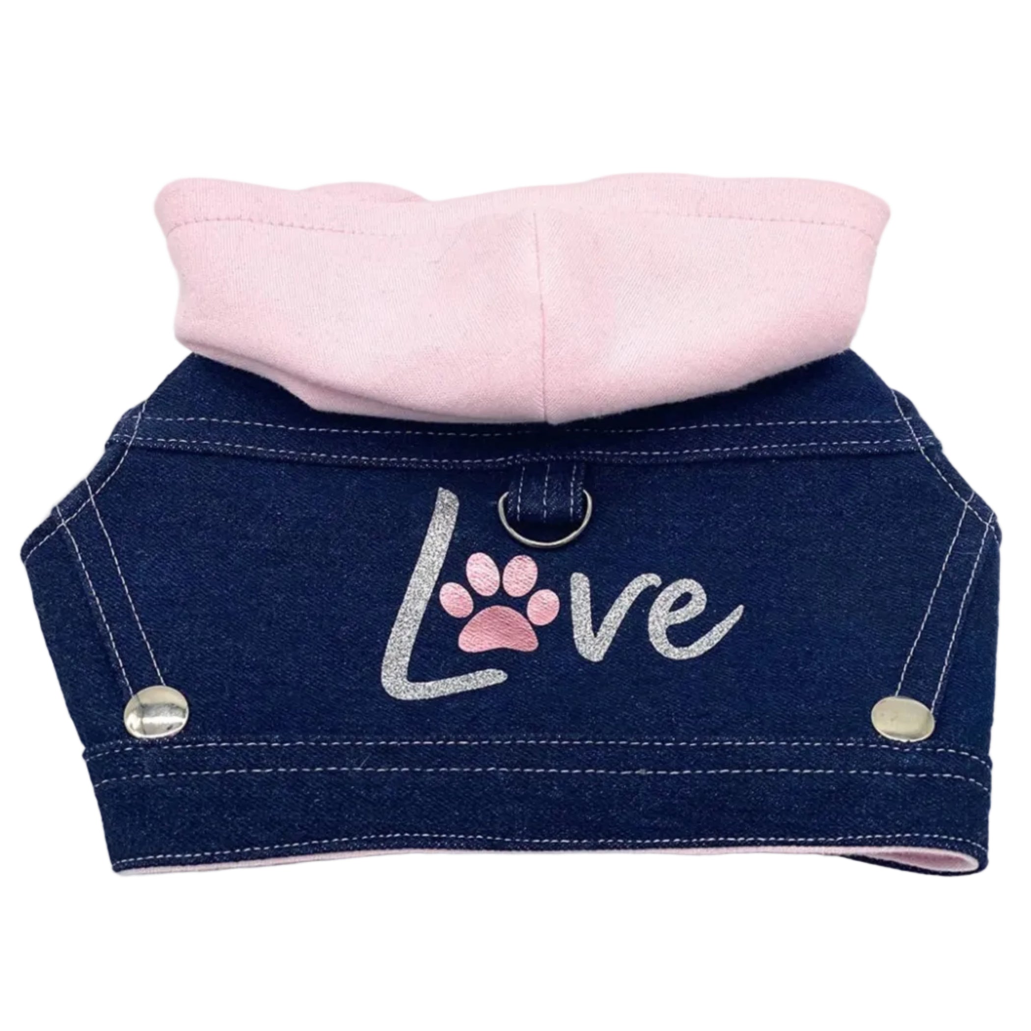 Denim Hoodie "Love" Harness Vest