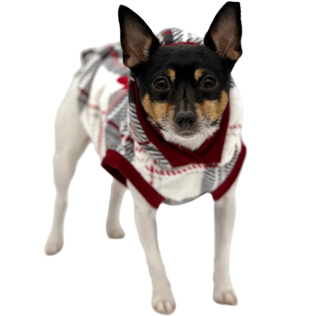 "Snowy Roads" Luxe Fleece Blanket Hoodie in Lodge Plaid