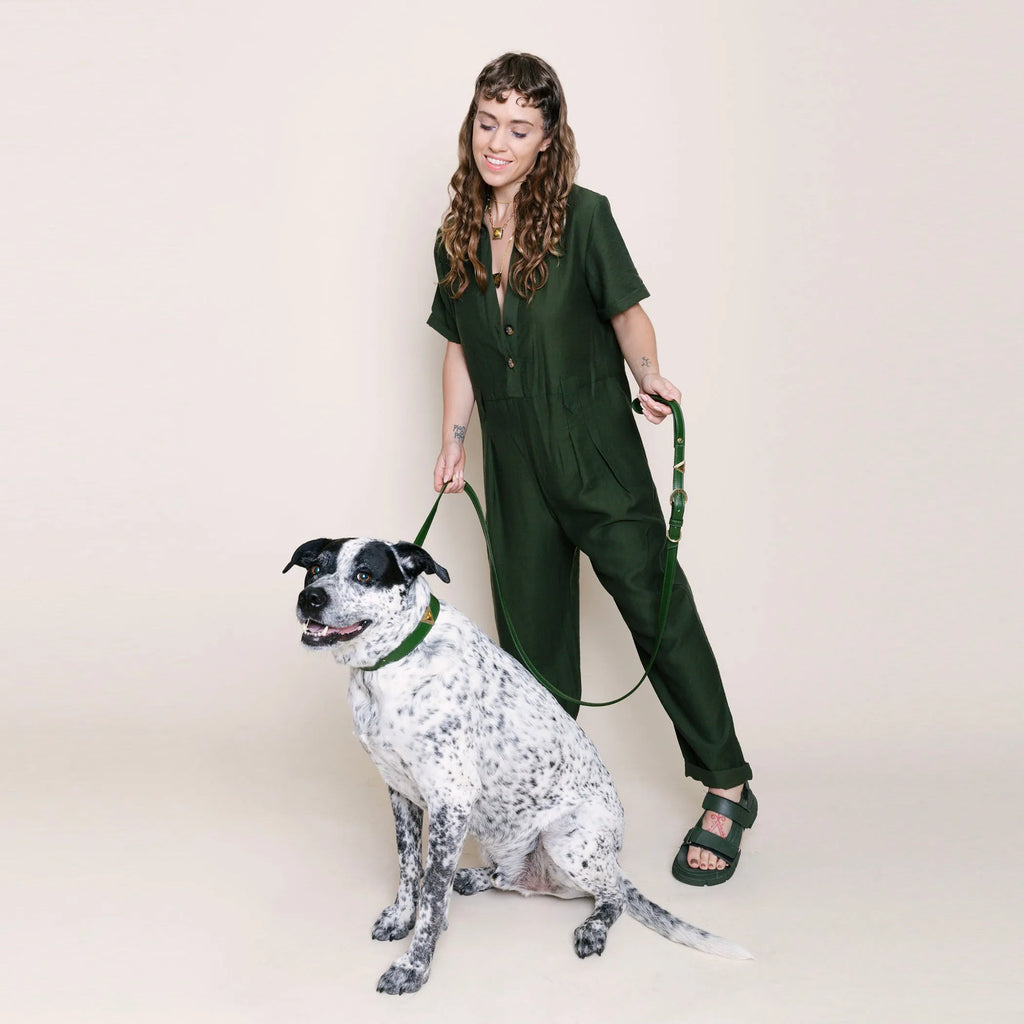 Olive Cactus Leather Leash