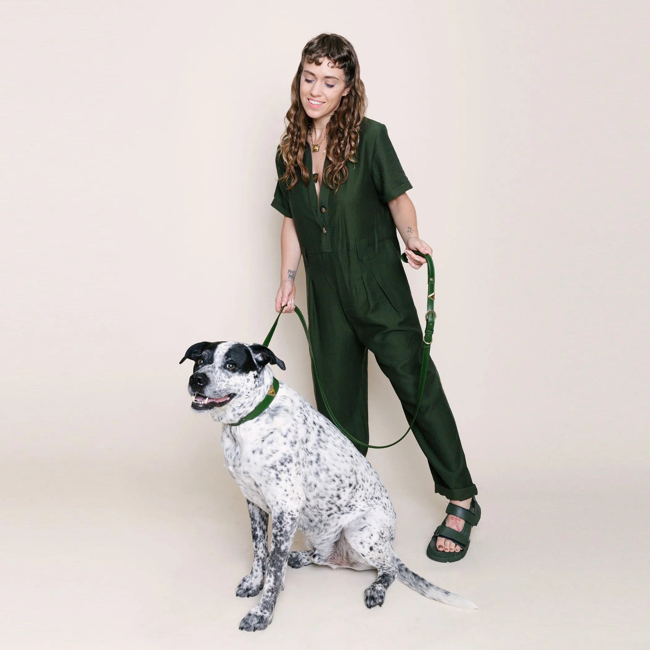 Olive Cactus Leather Leash