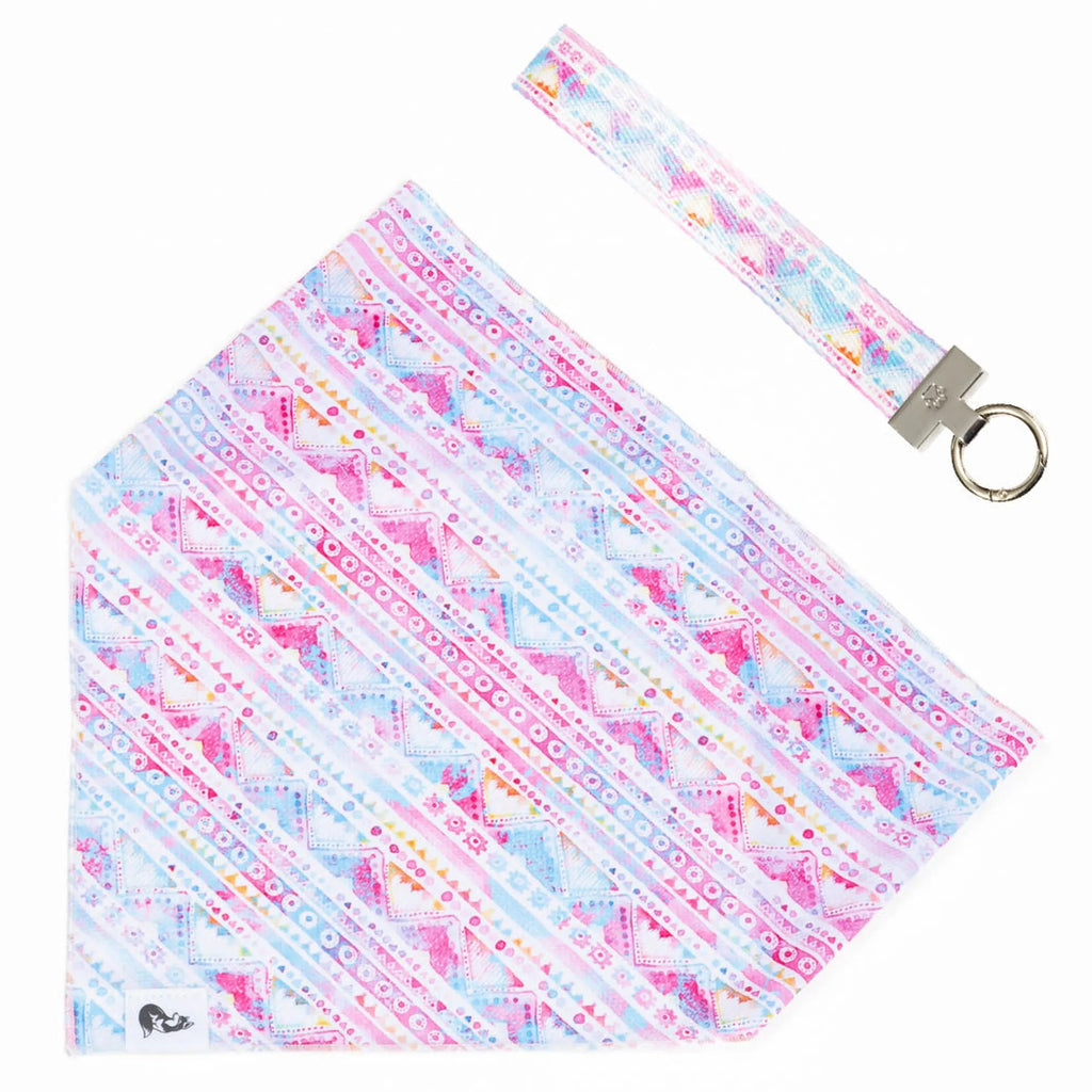Pink and Blue Tribal Dog Bandana & Matching Keychain