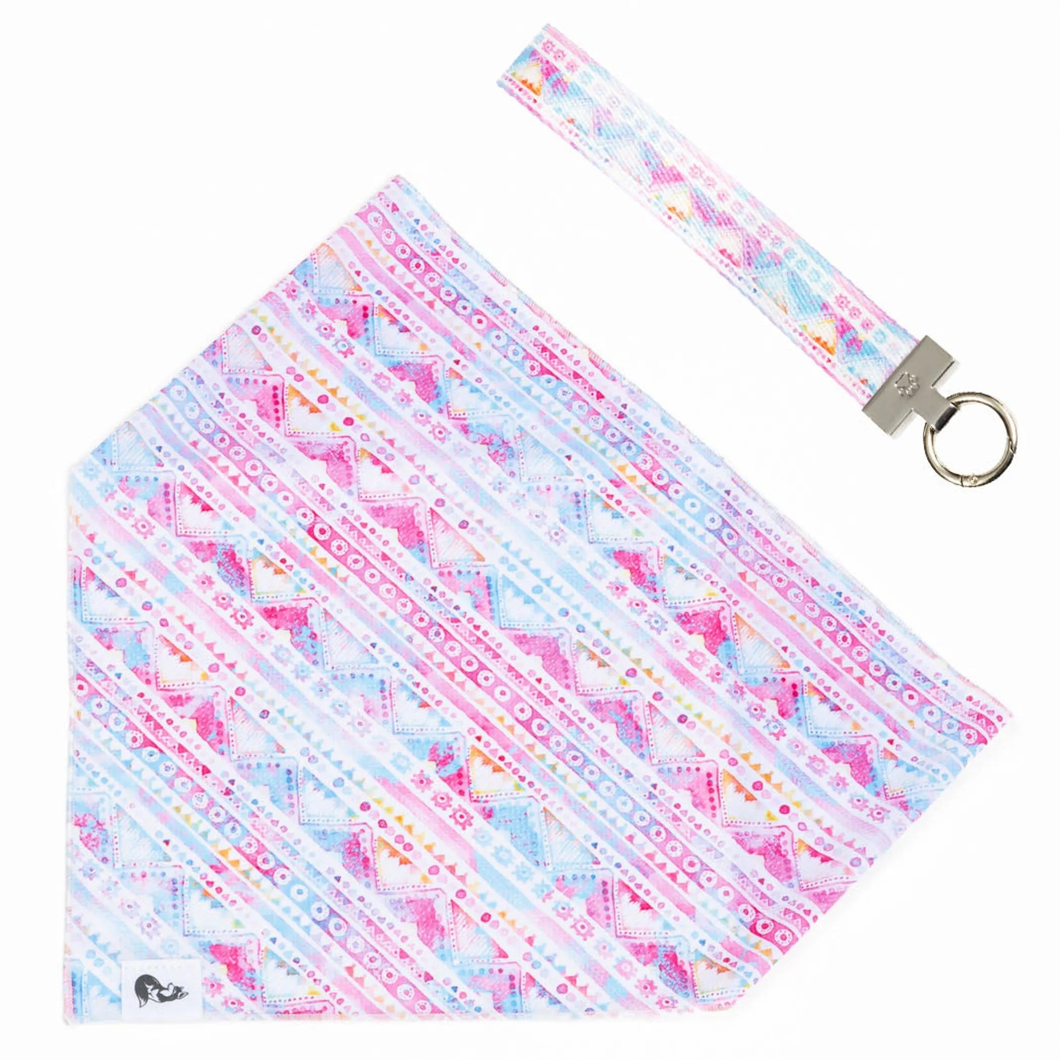 Pink and Blue Tribal Dog Bandana & Matching Keychain