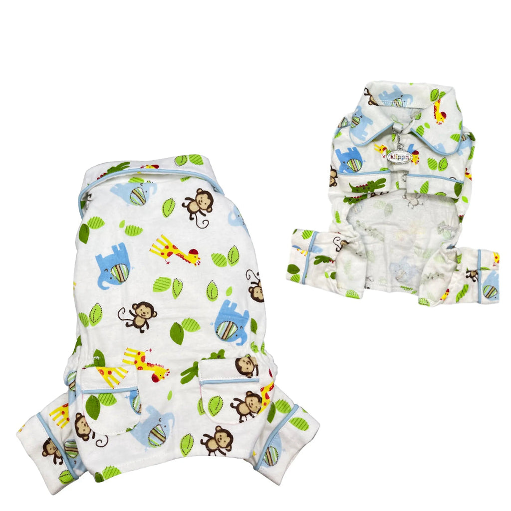 Zoo Animals Flannel Pajamas with 2 Pockets