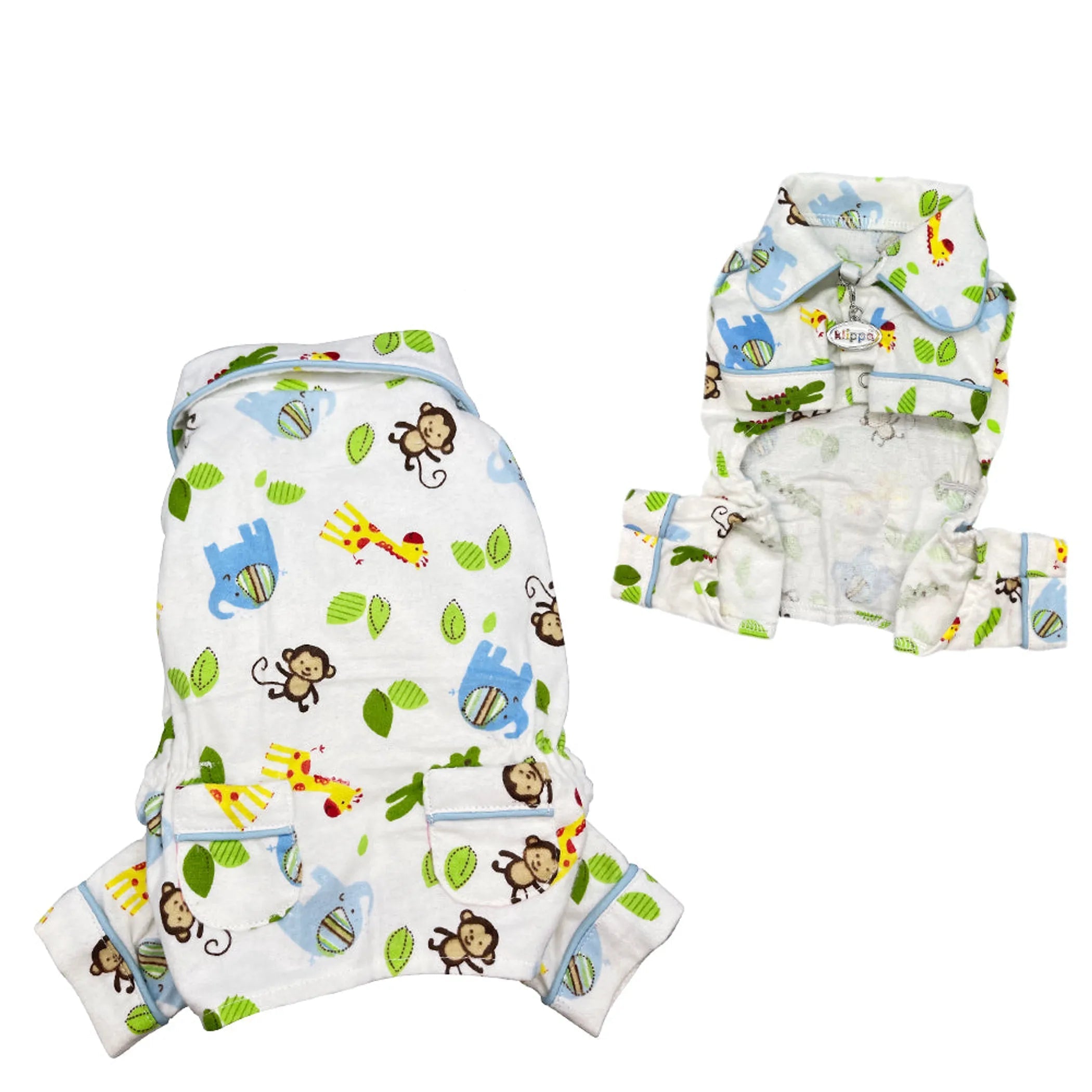 Zoo Animals Flannel Pajamas with 2 Pockets