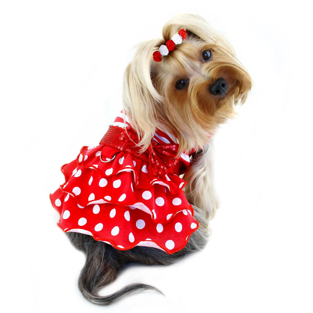 Sparkling Bow Ruffle Layered Dress with Large D-ring