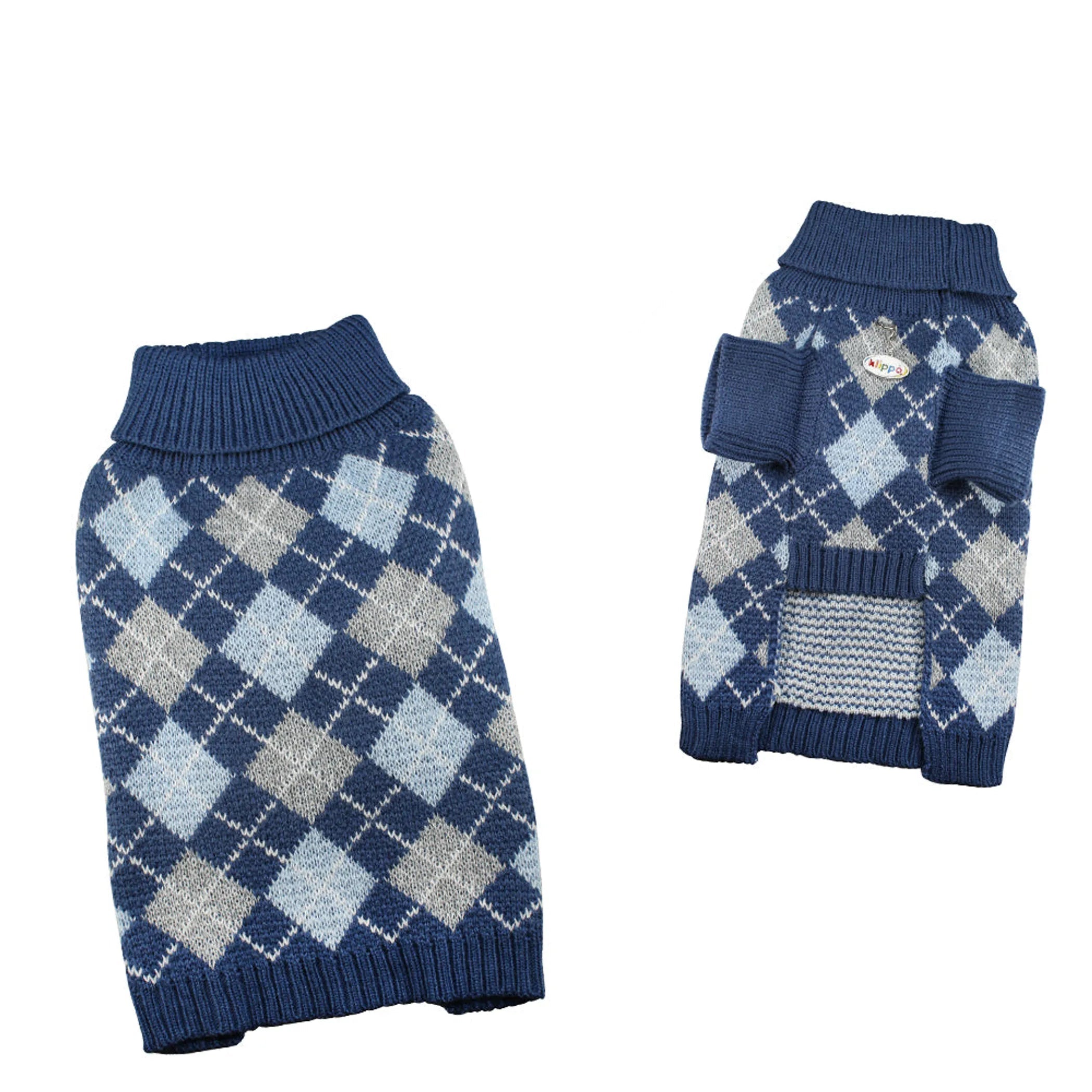 Argyle Turtleneck Sweater (Blue)