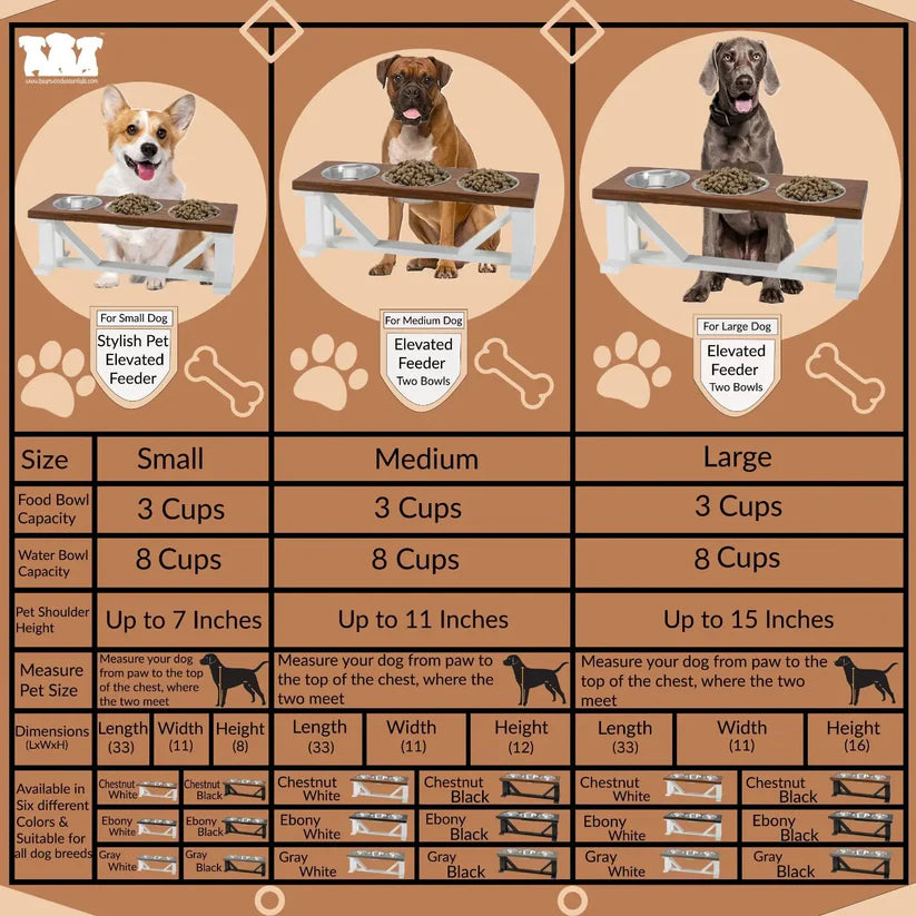Farmhouse 3-Bowls | Elevated Pet  Bowls | Premium Pet Feeding Station (4 Colors Available)