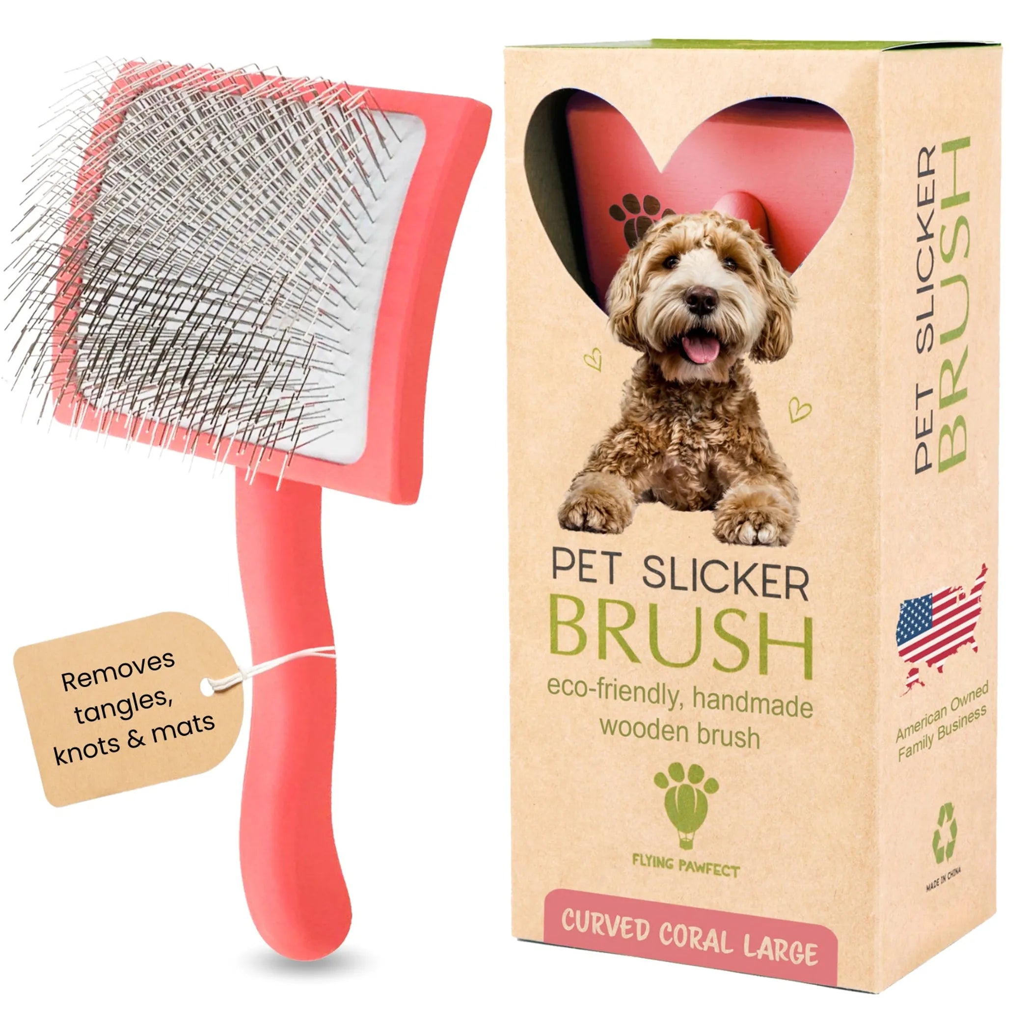 Curved Pet Slicker Brush (2 Colors and 3 Sizes Available)