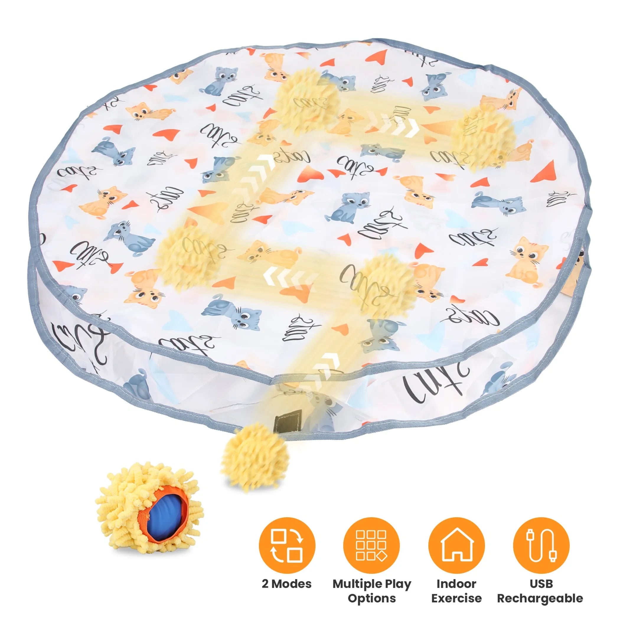 Interactive Cat Toy | Fast-Rolling Ball in Pouch (Rechargeable)
