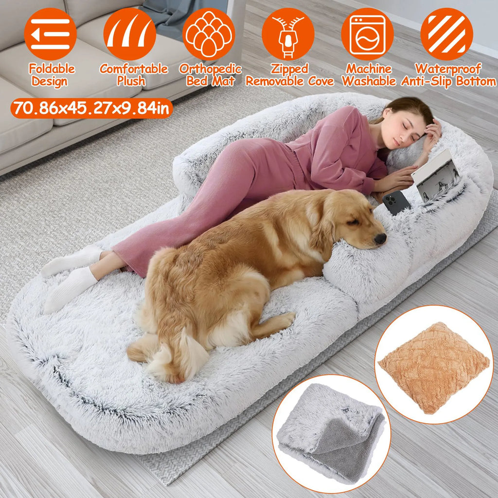 Human-Sized Dog Bed with Pillow & Blanket