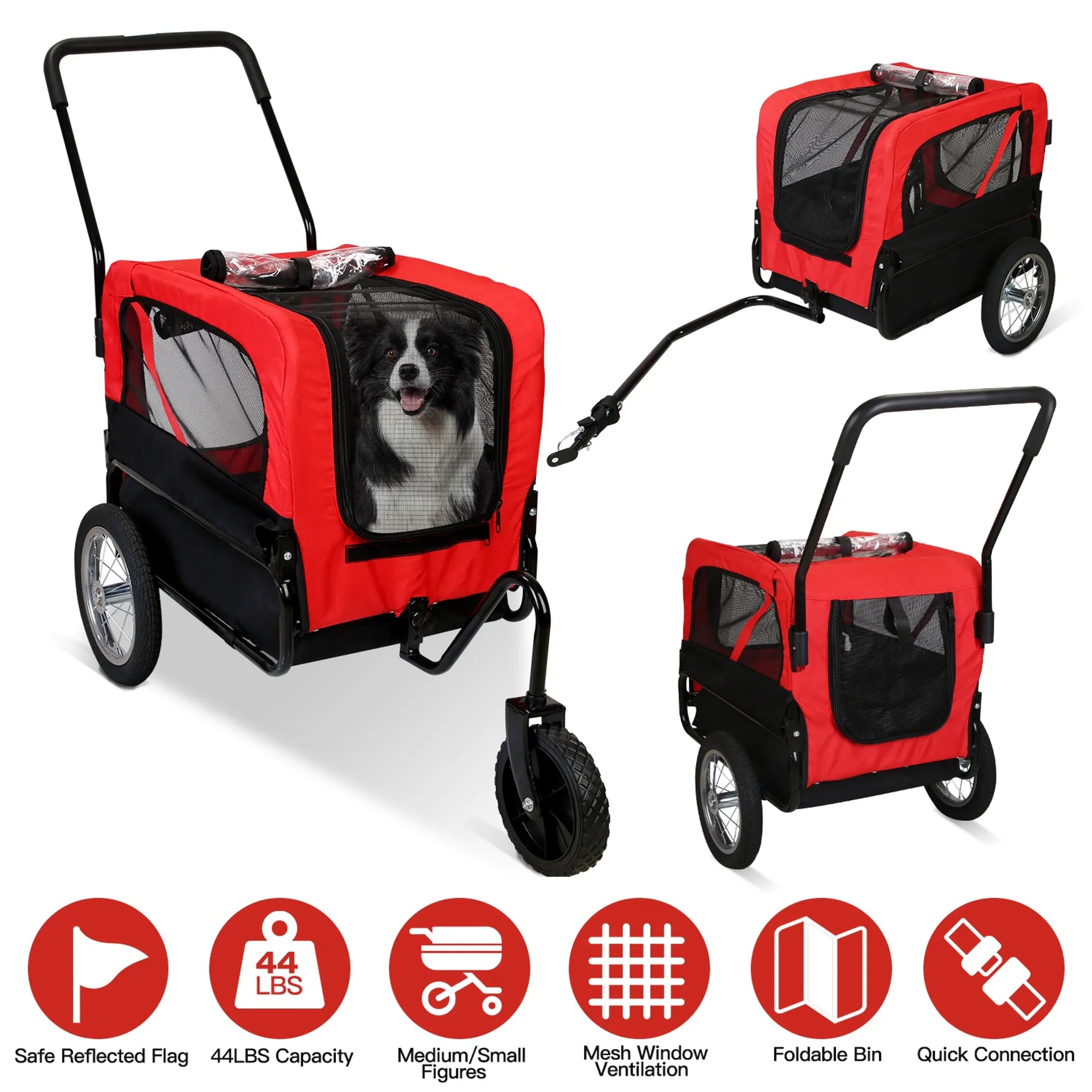 2‑in‑1 Pet Bicycle Trailer with Cargo Bin