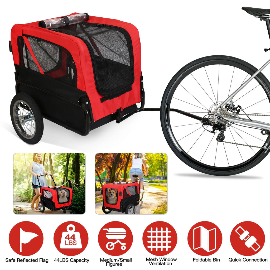 2‑in‑1 Pet Bicycle Trailer with Cargo Bin