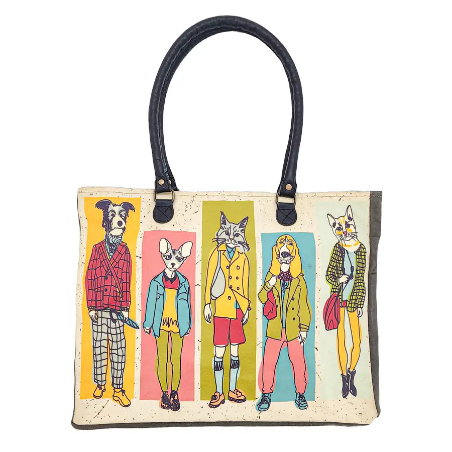 El bolso de mano de lona reciclada Hipster Pets