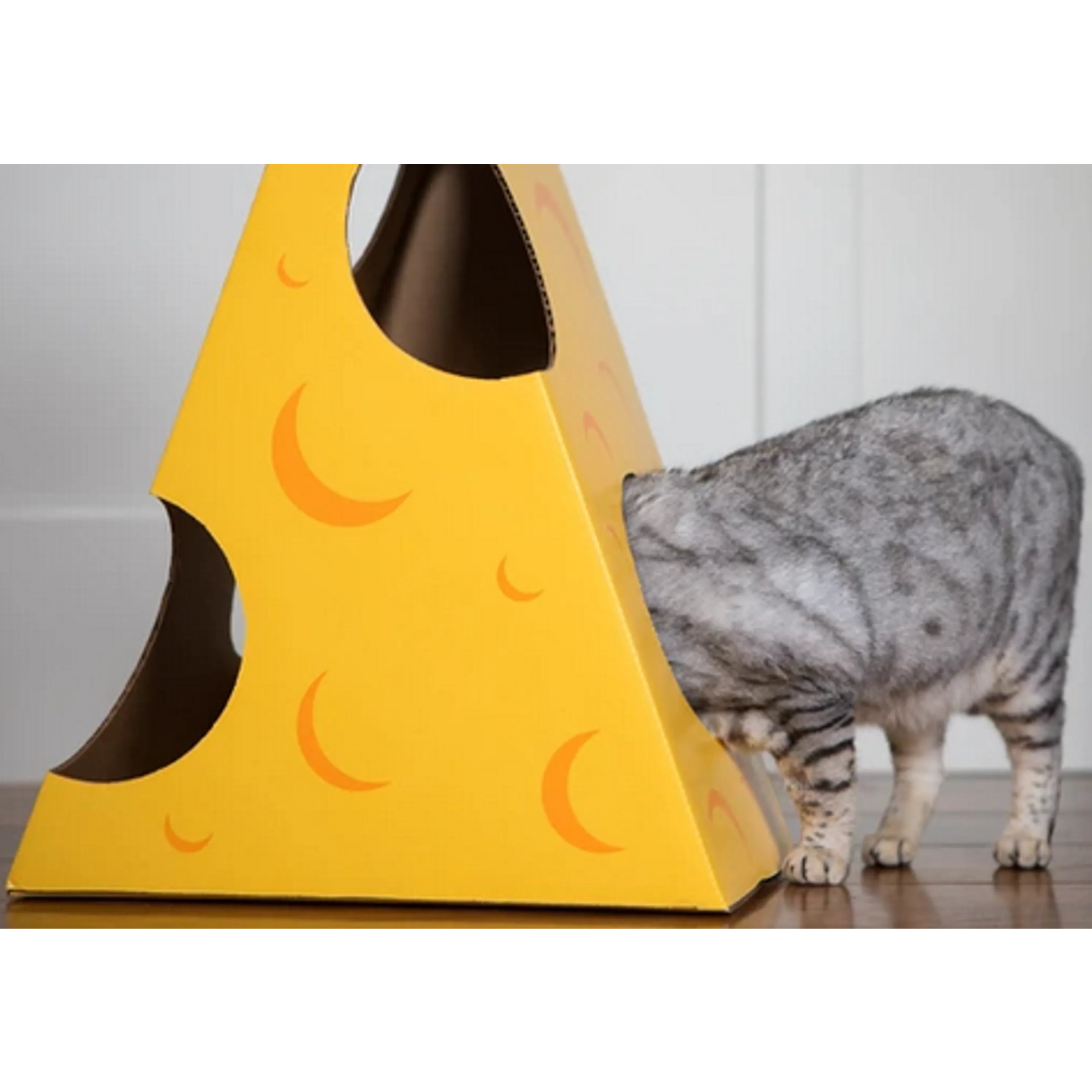 Monster Cheese Wedge Cardboard Cat House